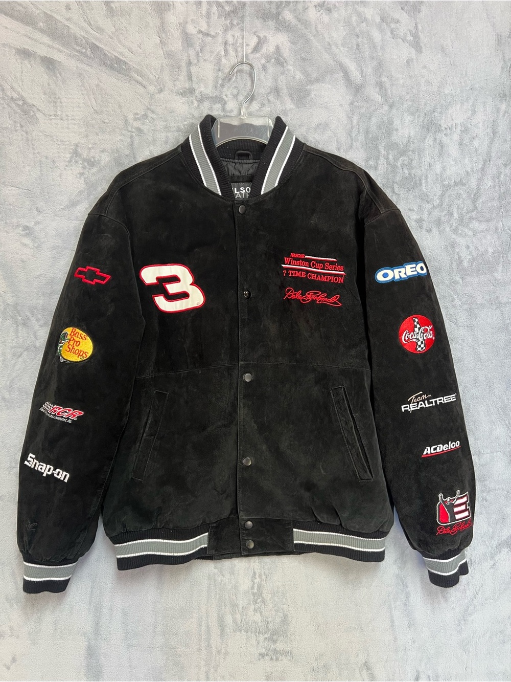 Vtg Wilsons Leather Chase Authentics Dale Earnhardt NASCAR Suede Jacket Mens L